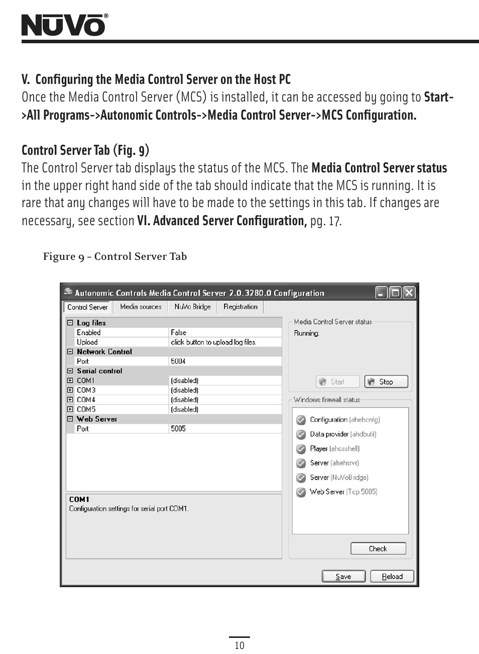 Control server tab | Nuvo Music Port NV-MP User Manual | Page 12 / 46