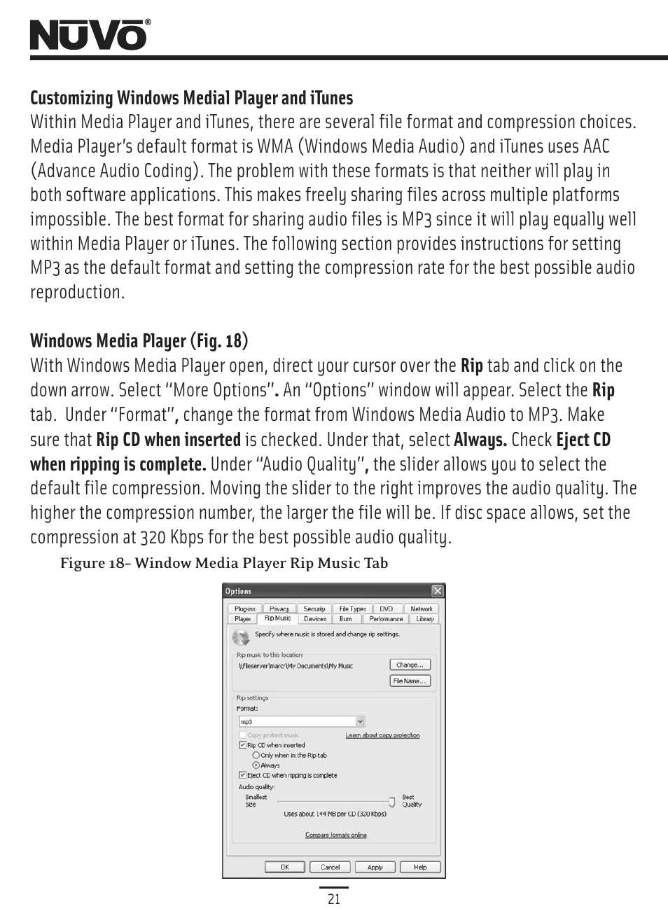 Wmp autoplay | Nuvo Music Port NV-MP User Manual | Page 23 / 46