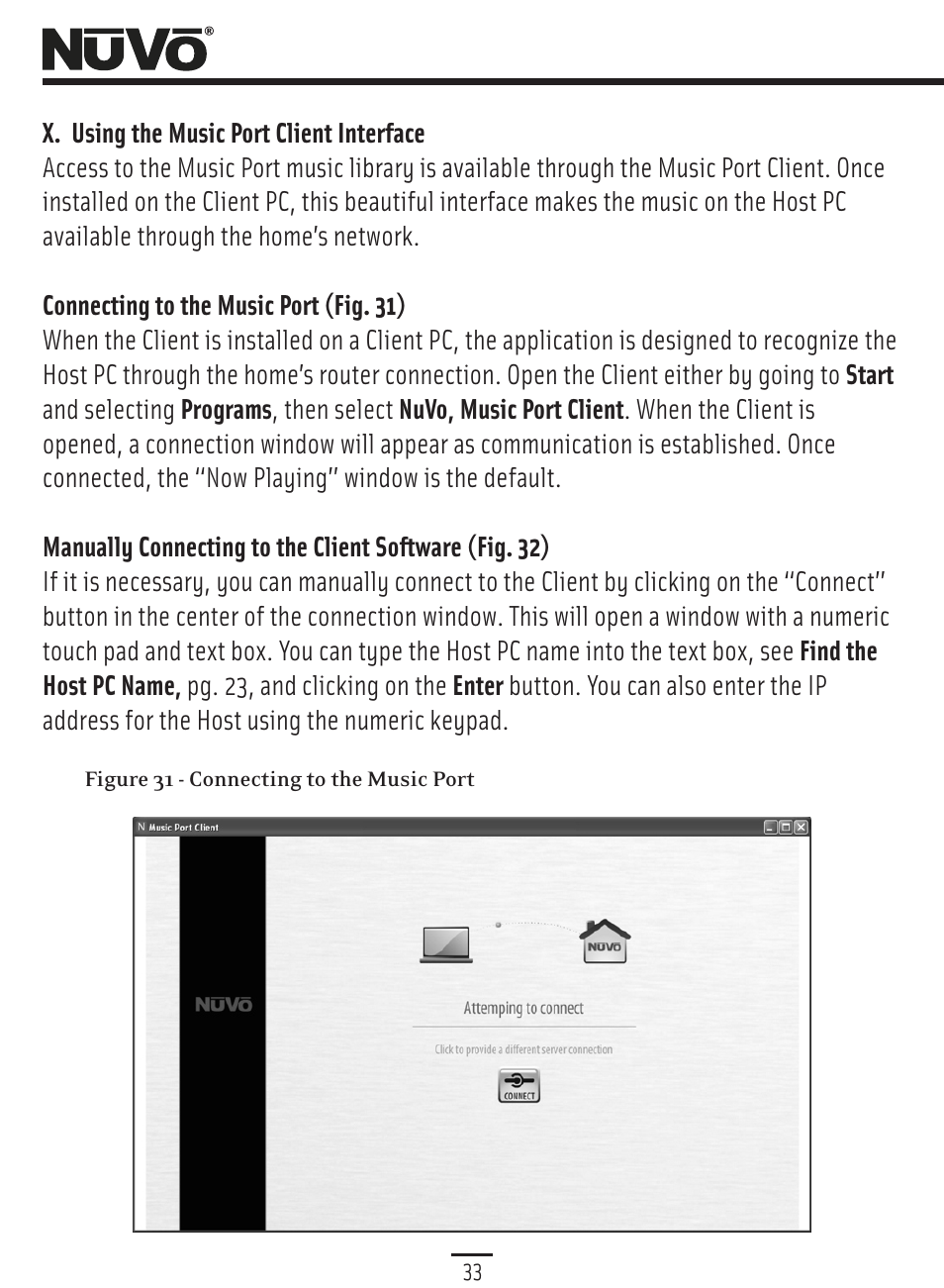 Using music port client, X. using the music port client interface | Nuvo Music Port NV-MP User Manual | Page 35 / 46