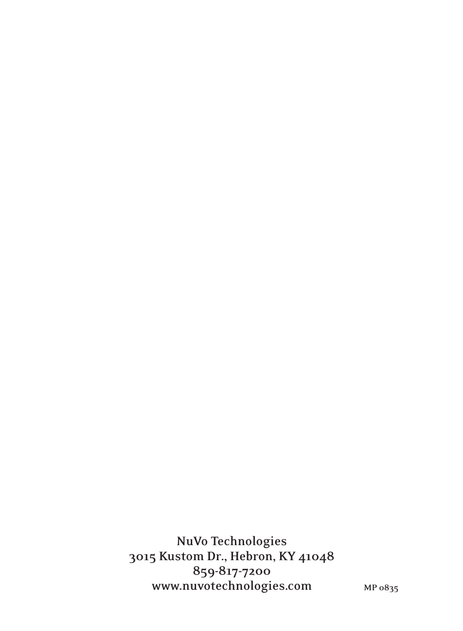 Back cover | Nuvo Music Port NV-MP User Manual | Page 46 / 46
