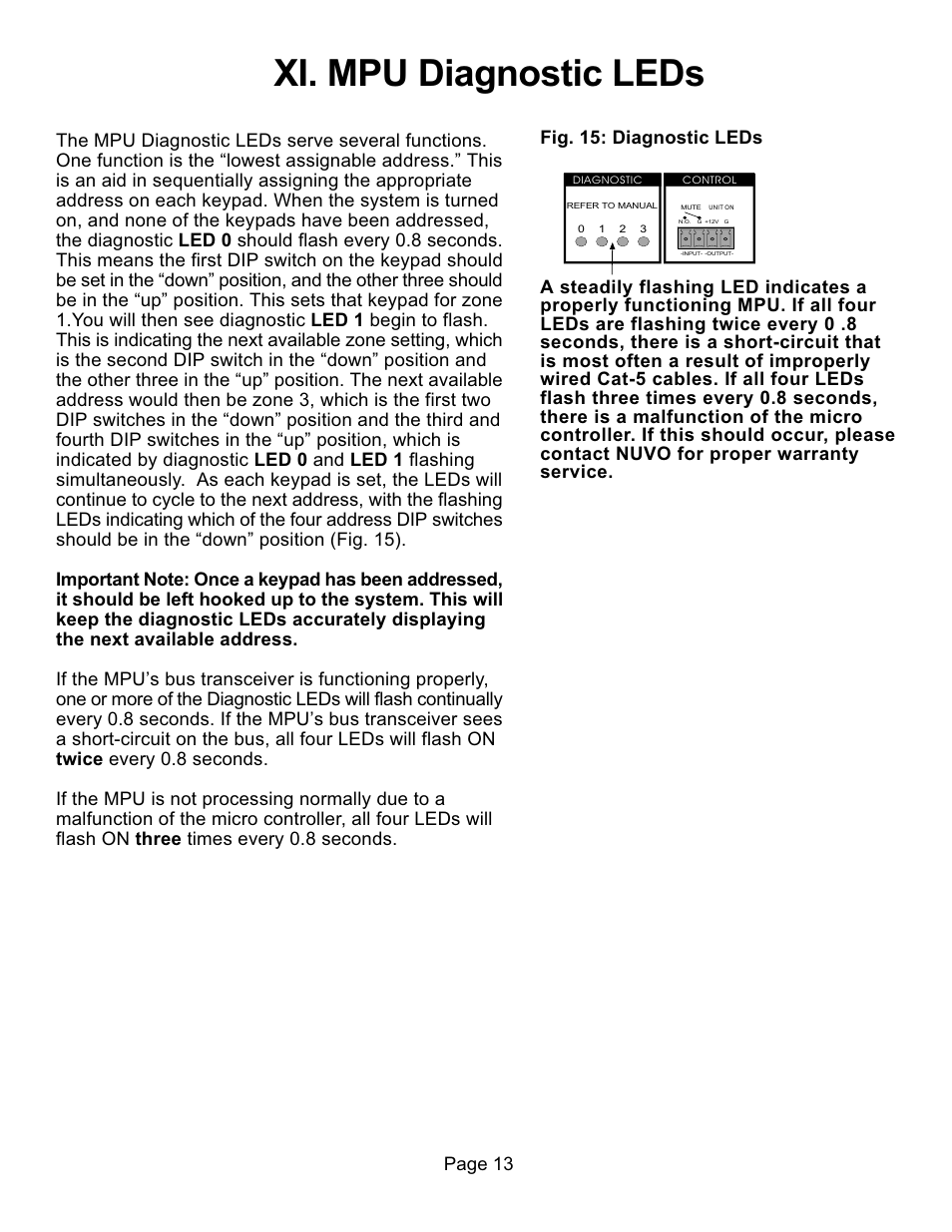 Xi. mpu diagnostic leds | Nuvo NV-E6XS User Manual | Page 15 / 19