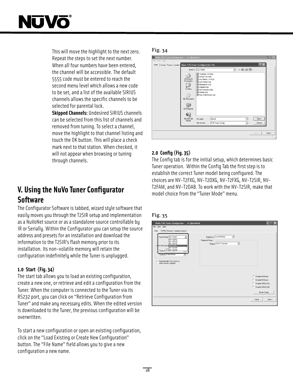 T2 configurator, V. using the nuvo tuner configurator software | Nuvo NV-T2SIR User Manual | Page 23 / 30