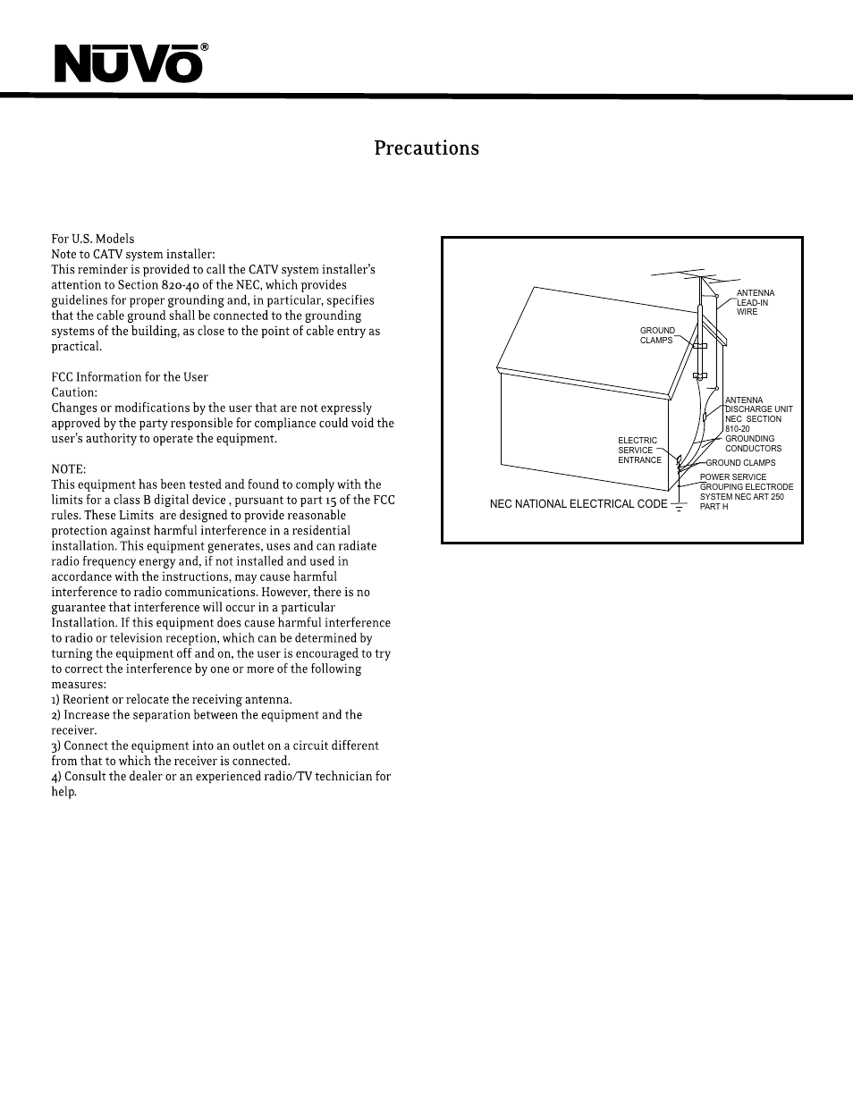 Fcc warning | Nuvo NV-T2SIR User Manual | Page 5 / 30