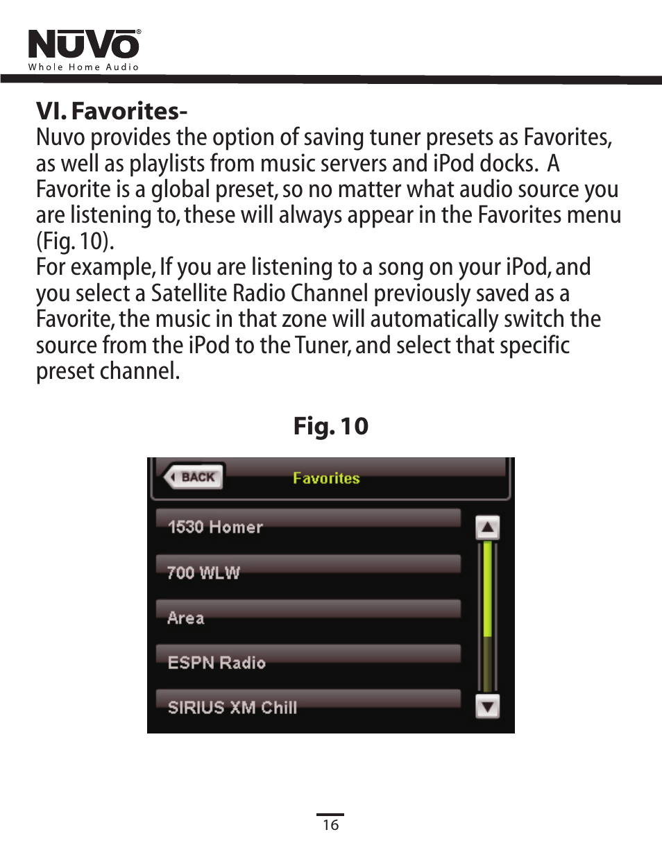 Favorites | Nuvo NV-CTP36 User Manual | Page 17 / 24