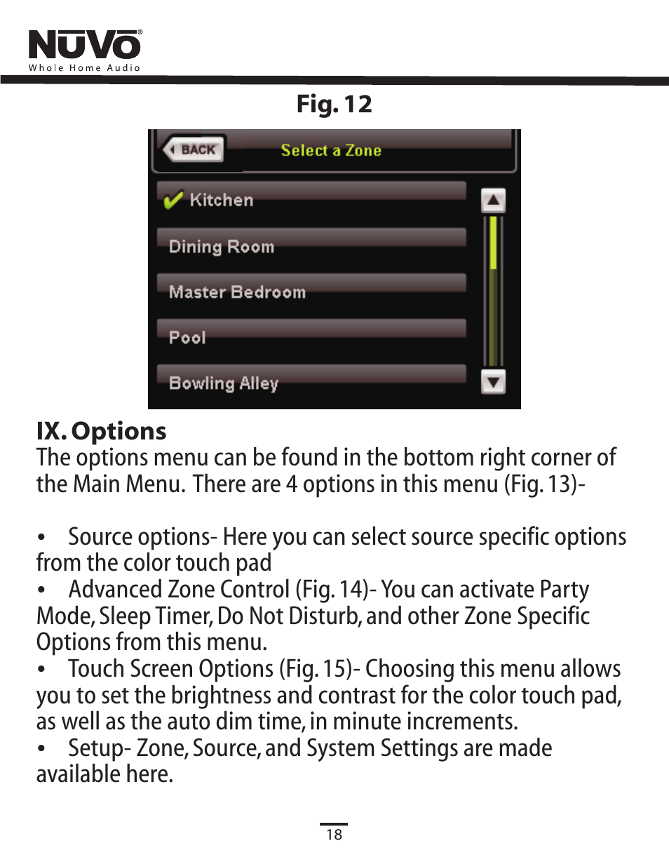 Options | Nuvo NV-CTP36 User Manual | Page 19 / 24