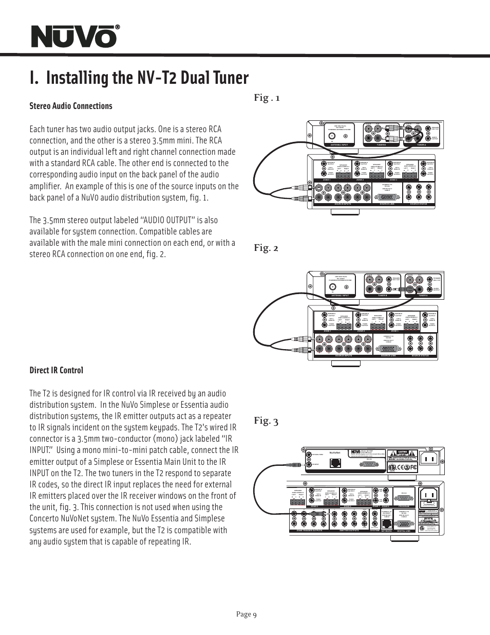 I. installing the nv-t2 dual tuner, Fig . 1 fig. 2 fig. 3, Page 9 | Use cnly with 250v fuse | Nuvo T2 User Manual | Page 10 / 32
