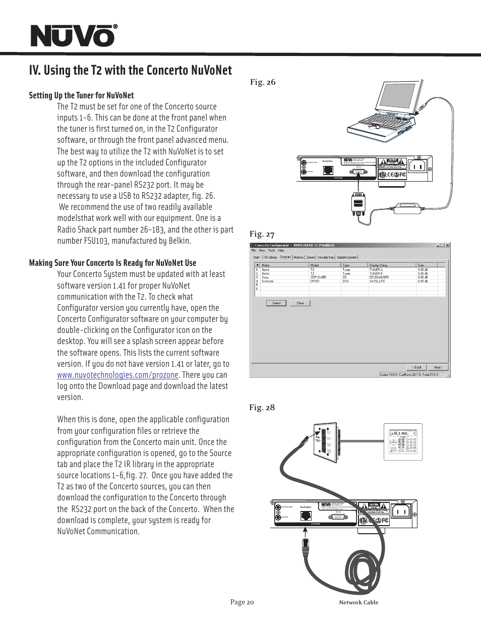 Iv. using the t2 with the concerto nuvonet | Nuvo T2 User Manual | Page 21 / 32