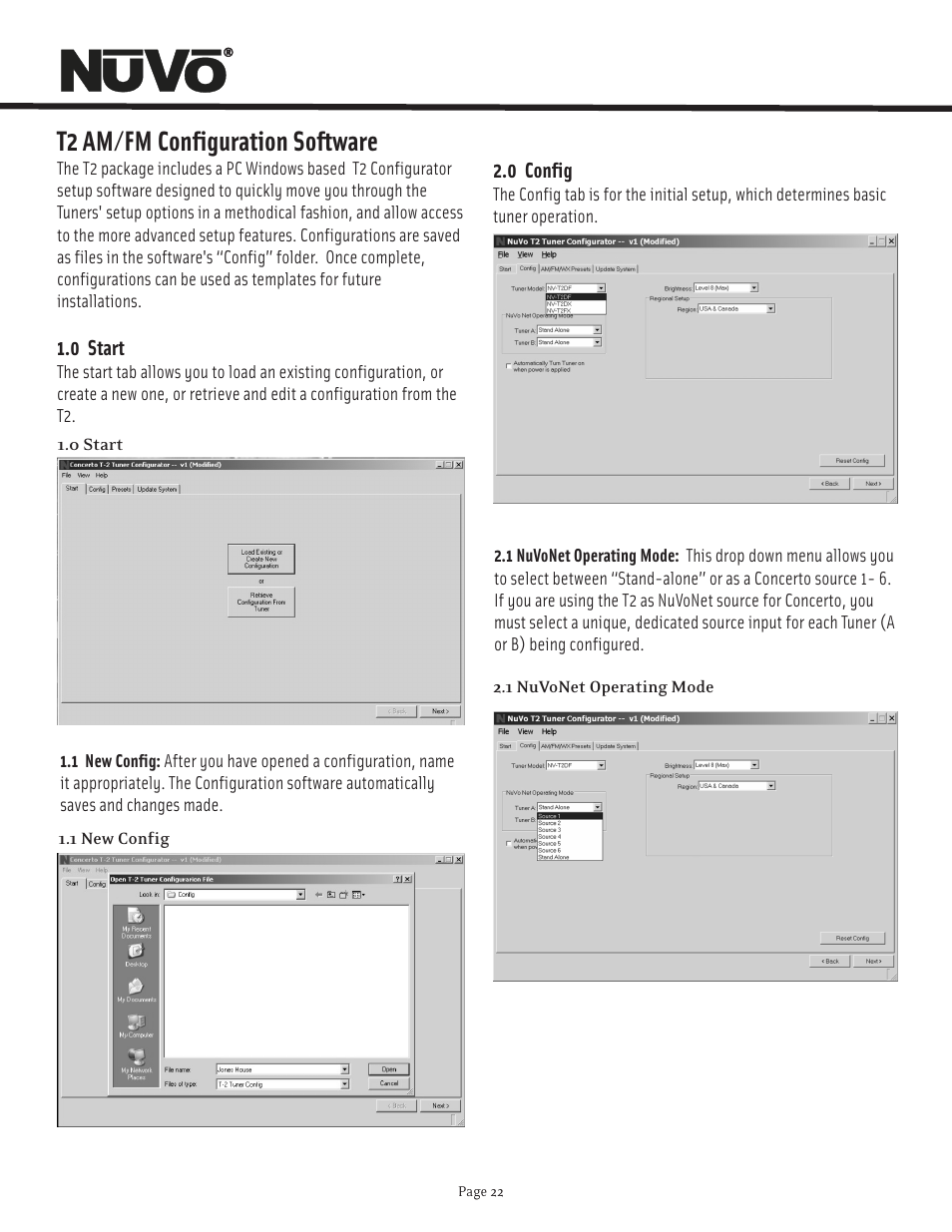 T2 am/fm configuration software | Nuvo T2 User Manual | Page 23 / 32