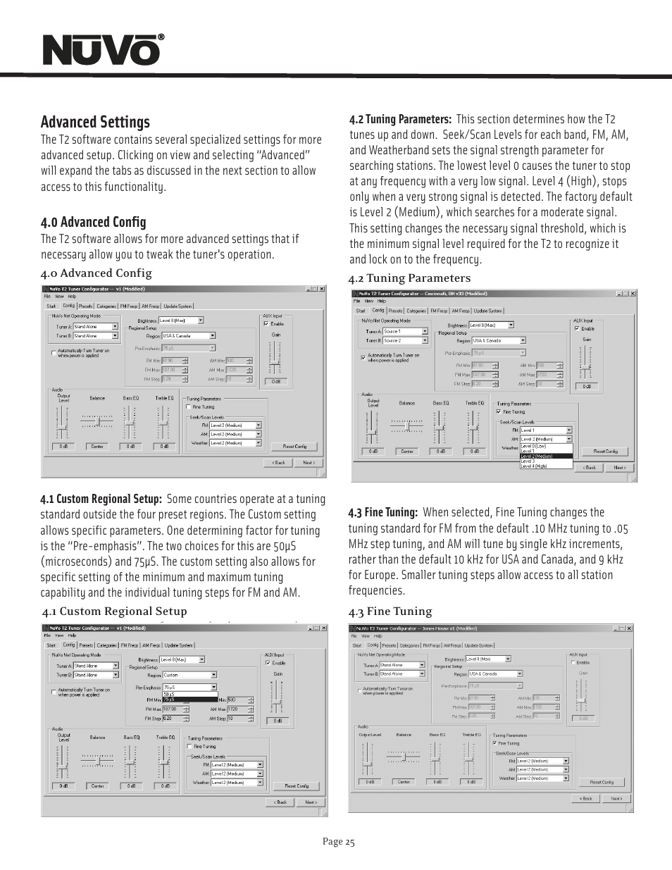 Advanced settings | Nuvo T2 User Manual | Page 26 / 32