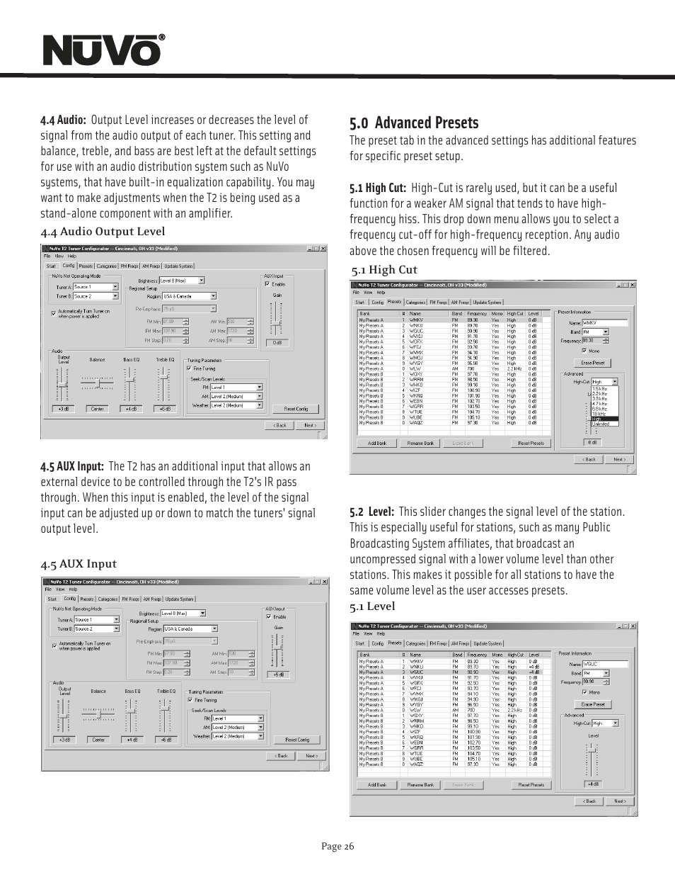 0 advanced presets | Nuvo T2 User Manual | Page 27 / 32