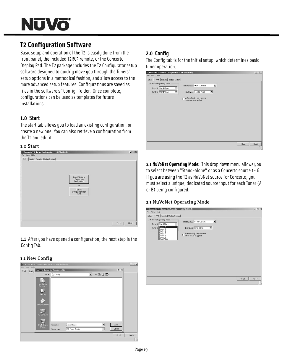 T2 configuration software | Nuvo NV-T2DF User Manual | Page 19 / 25