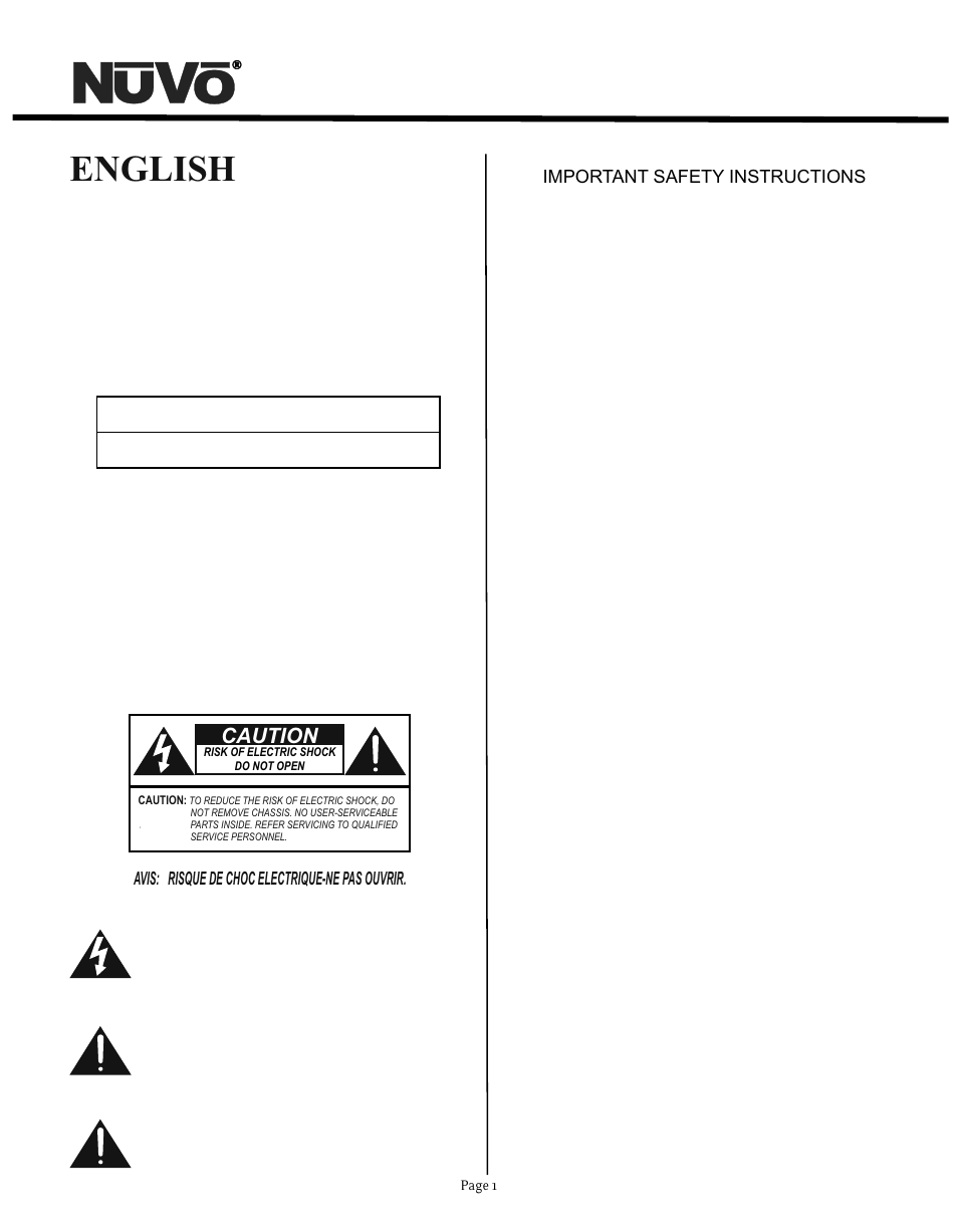 English, Caution | Nuvo NV-T2DF User Manual | Page 2 / 25