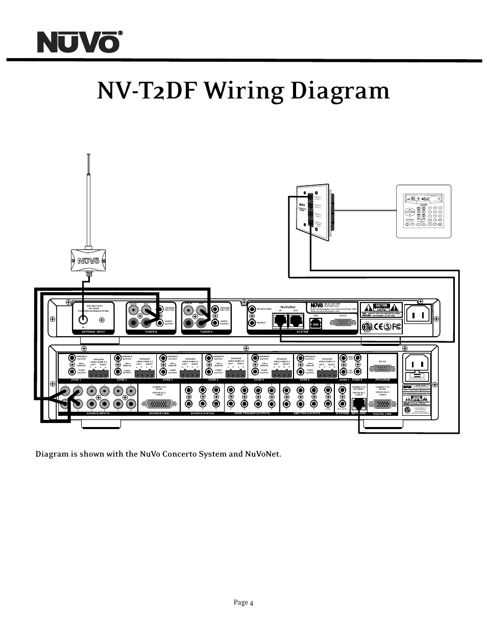 Nv-t2df wiring diagram, Page 4, System on do not disturb | Nuvo NV-T2DF User Manual | Page 4 / 25