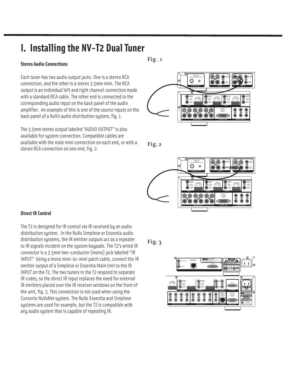 I. installing the nv-t2 dual tuner, Fig . 1 fig. 2 fig. 3, Use cnly with 250v fuse | Nuvo NV-T2FX User Manual | Page 10 / 32