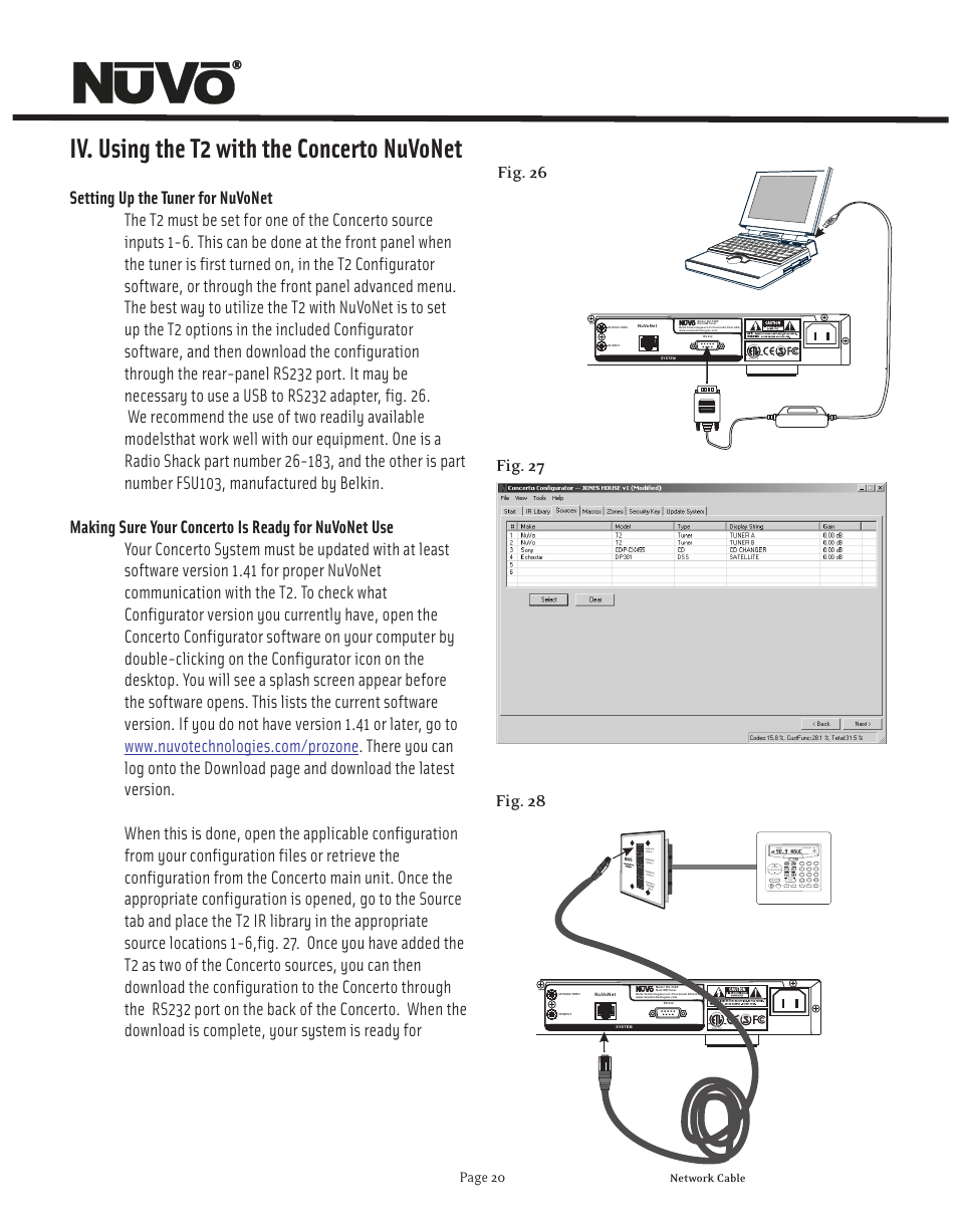 Iv. using the t2 with the concerto nuvonet | Nuvo NV-T2FX User Manual | Page 21 / 32