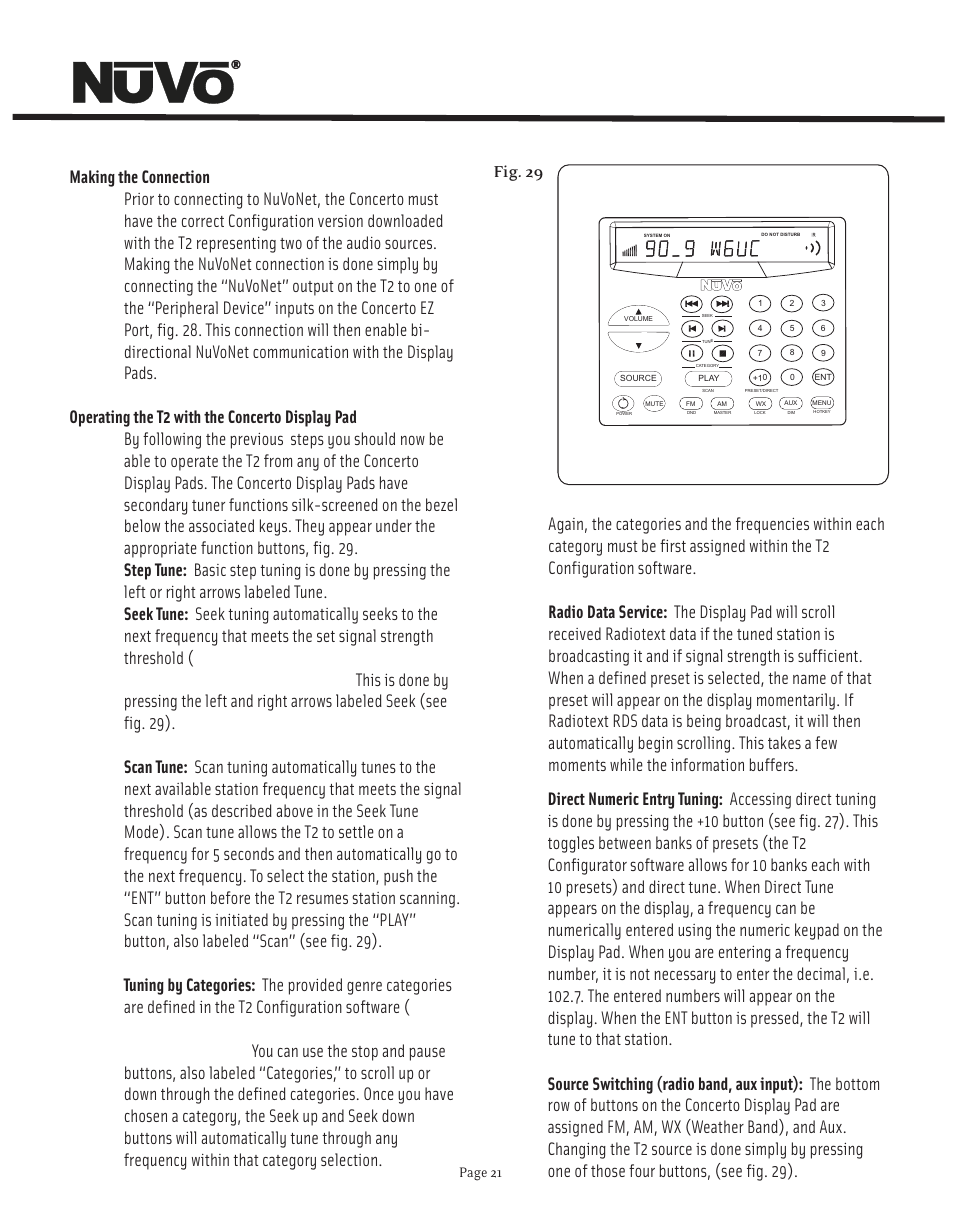 Page 21 | Nuvo NV-T2FX User Manual | Page 22 / 32