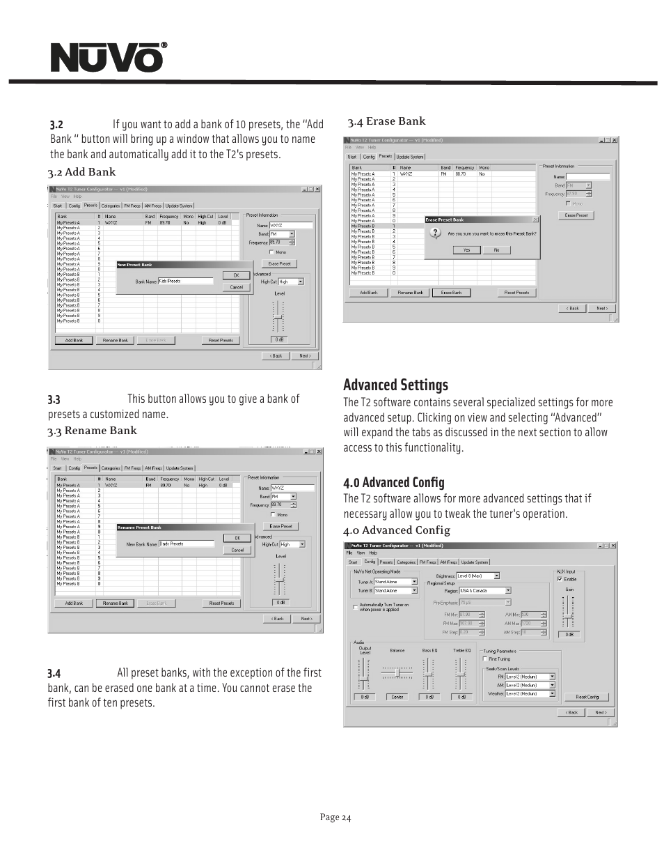 Advanced settings | Nuvo NV-T2FX User Manual | Page 25 / 32