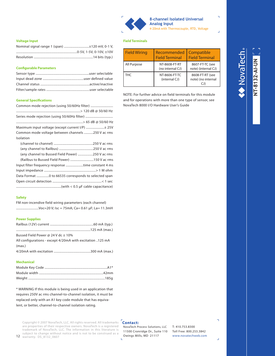Nt -8132-ai-un | NotaTech 8000SeriesI/O User Manual | Page 12 / 28