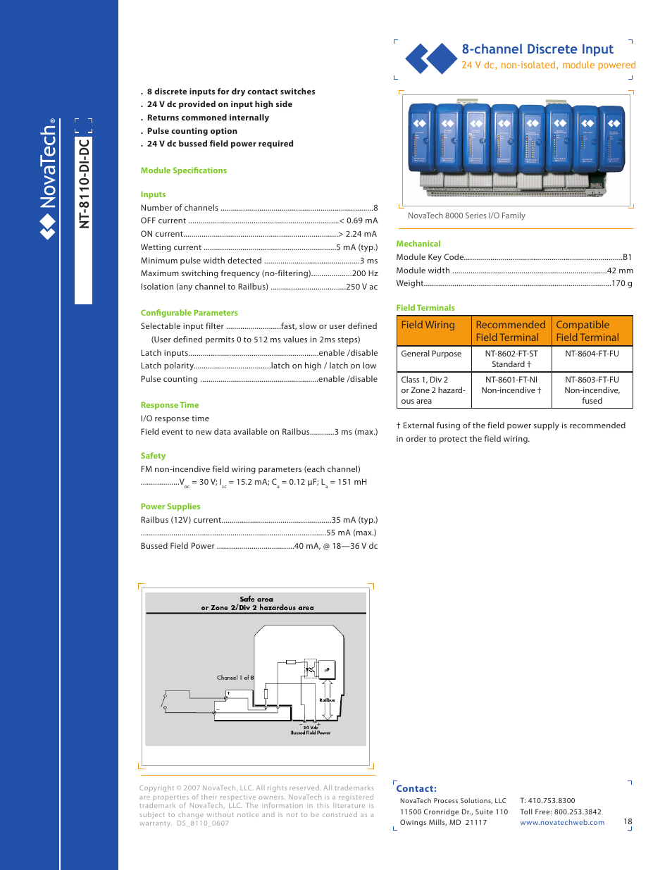 Nt -8110-di-dc, Channel discrete input | NotaTech 8000SeriesI/O User Manual | Page 18 / 28
