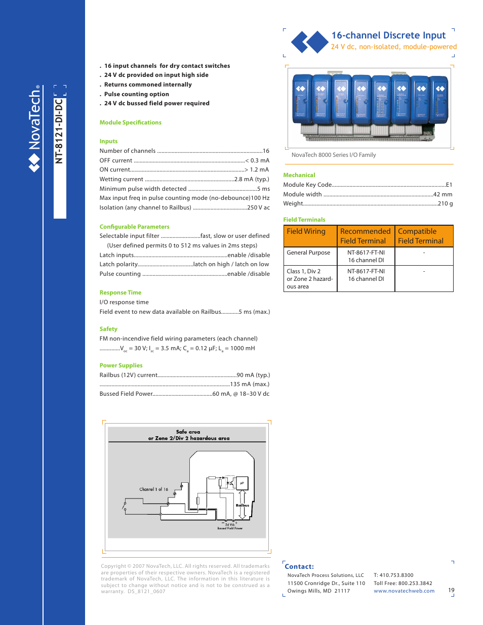 Nt -8121-di-dc, Channel discrete input | NotaTech 8000SeriesI/O User Manual | Page 19 / 28