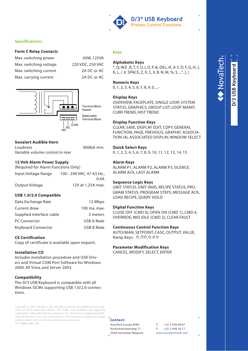 Usb keyboard, D/3 usb keyboard | NotaTech D/3 User Manual | Page 2 / 2