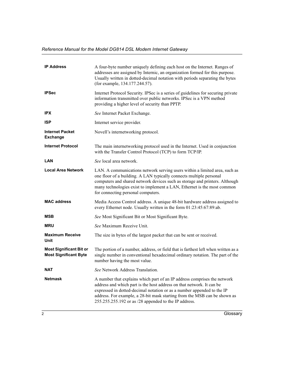 NETGEAR DG814 DSL User Manual | Page 104 / 112