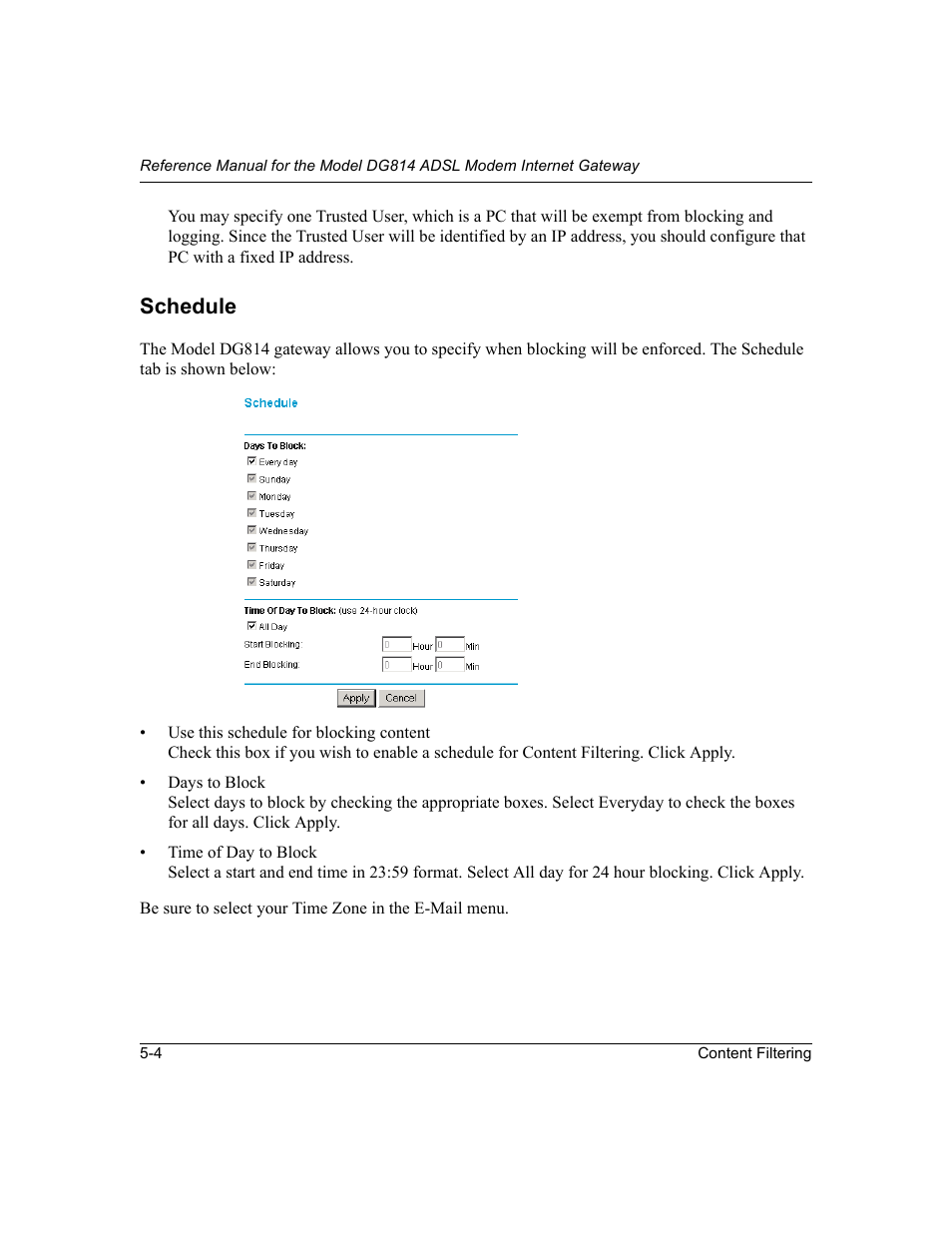 Schedule, Schedule -4 | NETGEAR DG814 DSL User Manual | Page 56 / 112