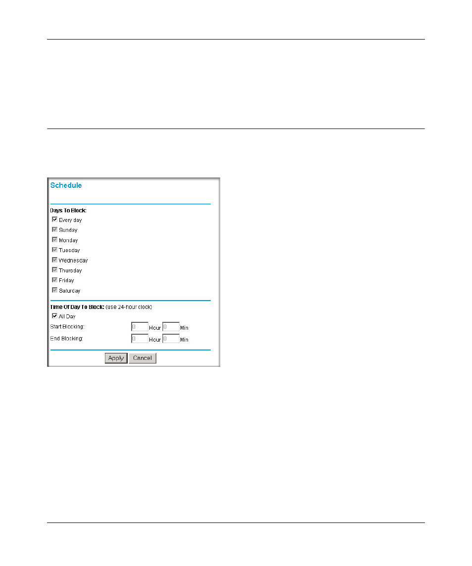 Blocking services by ip address range, Scheduling when blocking will be enforced, Scheduling when blocking will be enforced -5 | NETGEAR WPNT834 User Manual | Page 58 / 107