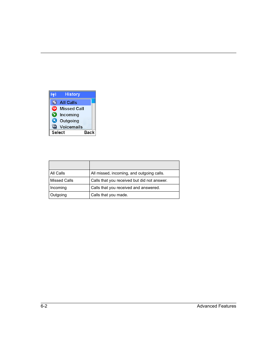 Viewing call records, Viewing call records -2, Ll from the call history | Viewing call, Records” in chapter 6 | NETGEAR SPH200D User Manual | Page 54 / 80
