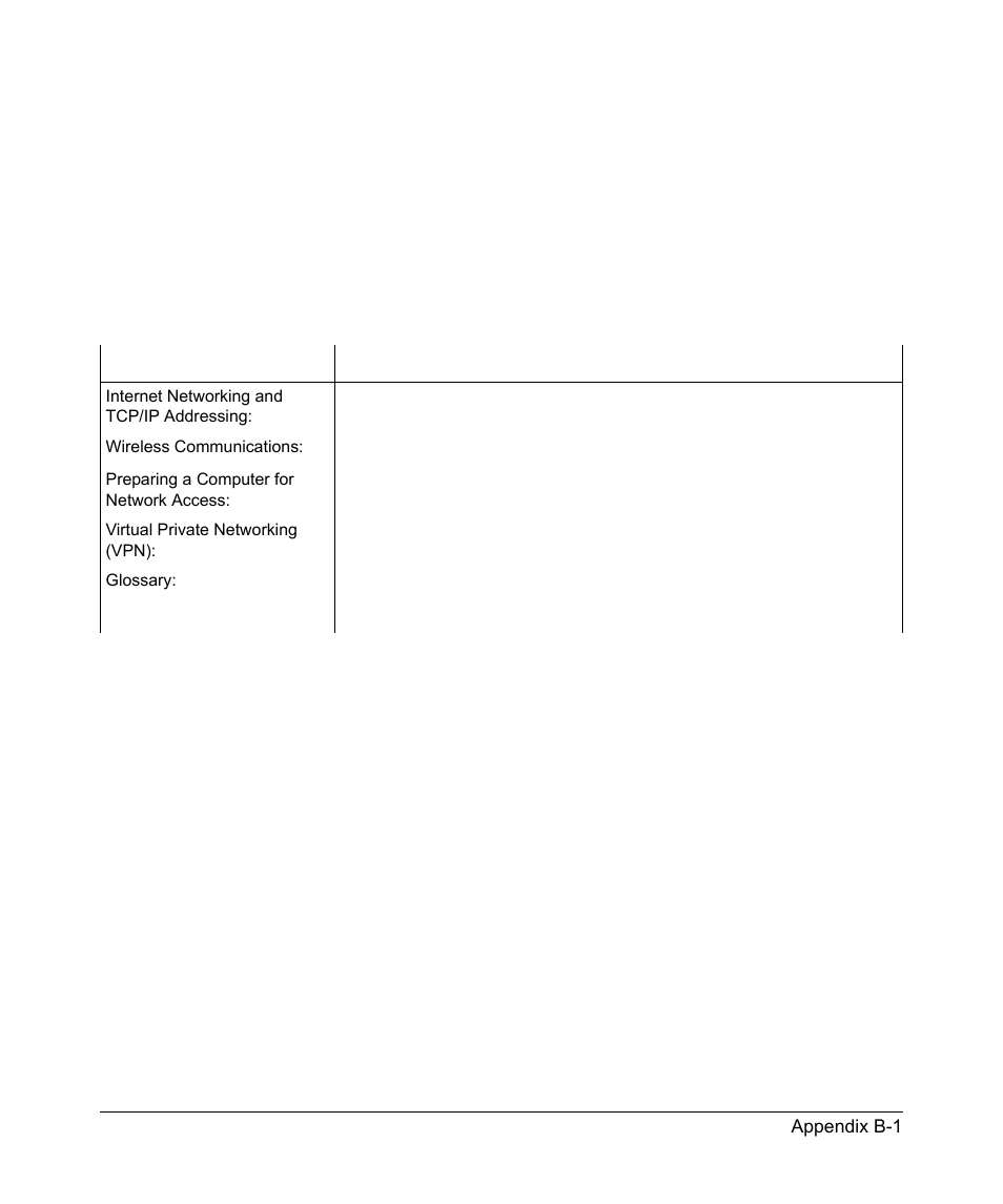Appendix b related documents, Appendix b, Related documents | K to, Wireless, Communications:” in appendix b, Internet, Networking and tcp/ip addressing:” in appendix b, Internet networking and, Tcp/ip addressing:” in appendix b | NETGEAR RangeMax 240 Wireless MIMO USB 2.0 Adapter WPNT121 User Manual | Page 47 / 48