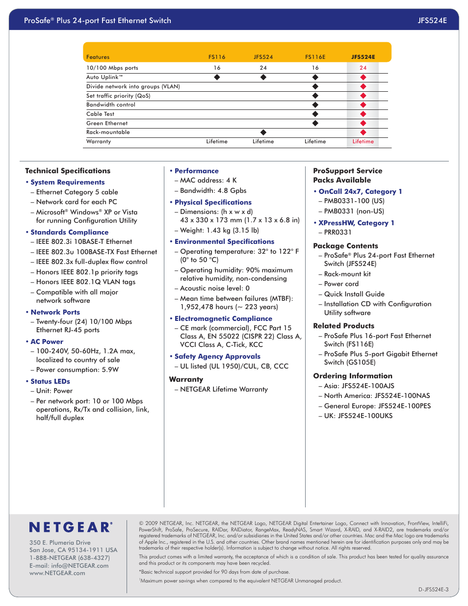 NETGEAR ProSafe Plus 24-port Fast Ethernet Switch JFS524E User Manual | Page 2 / 2