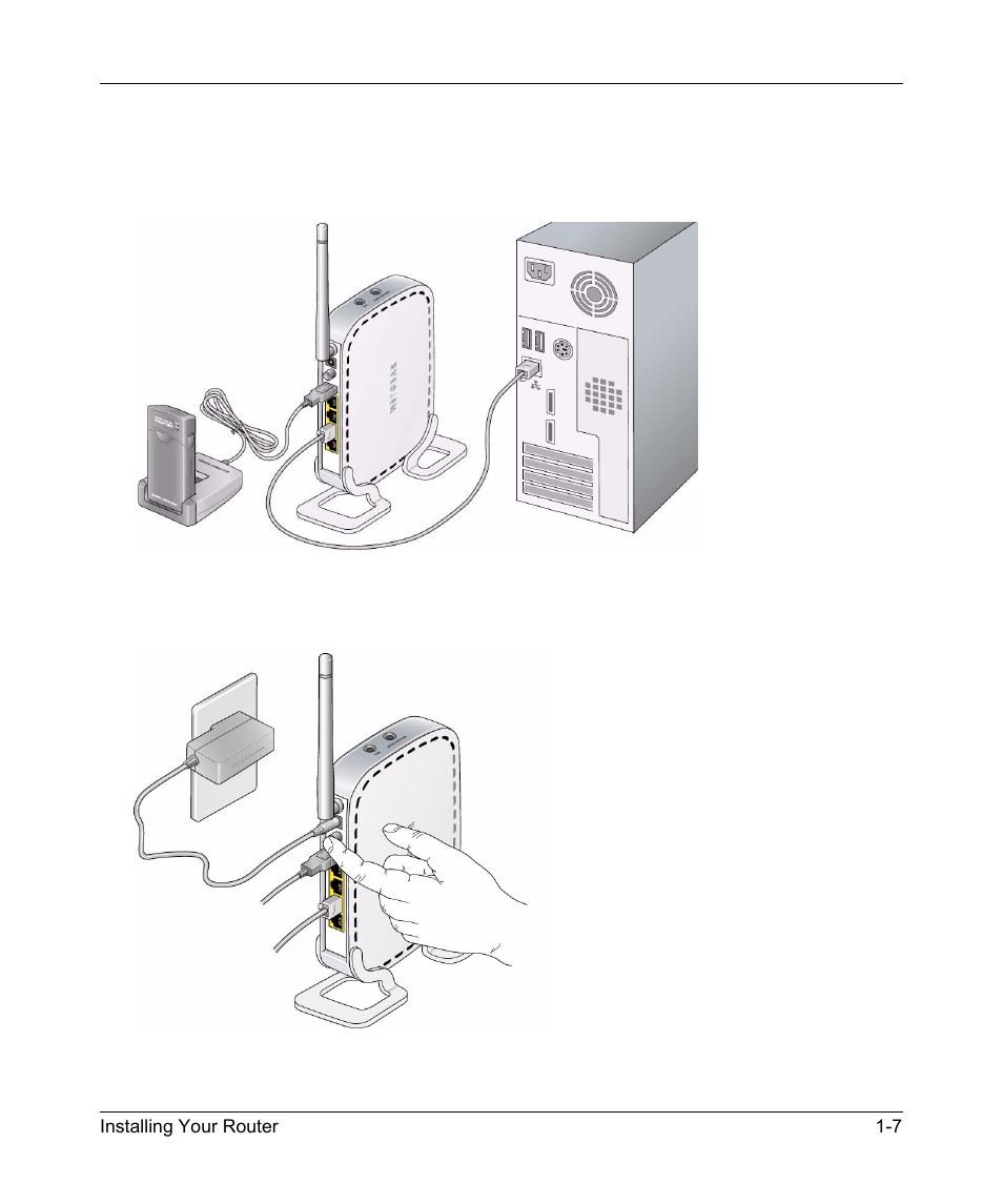 Connecting your router and applying power, Connecting your router and applying power -7 | NETGEAR MBR624GU User Manual | Page 21 / 106