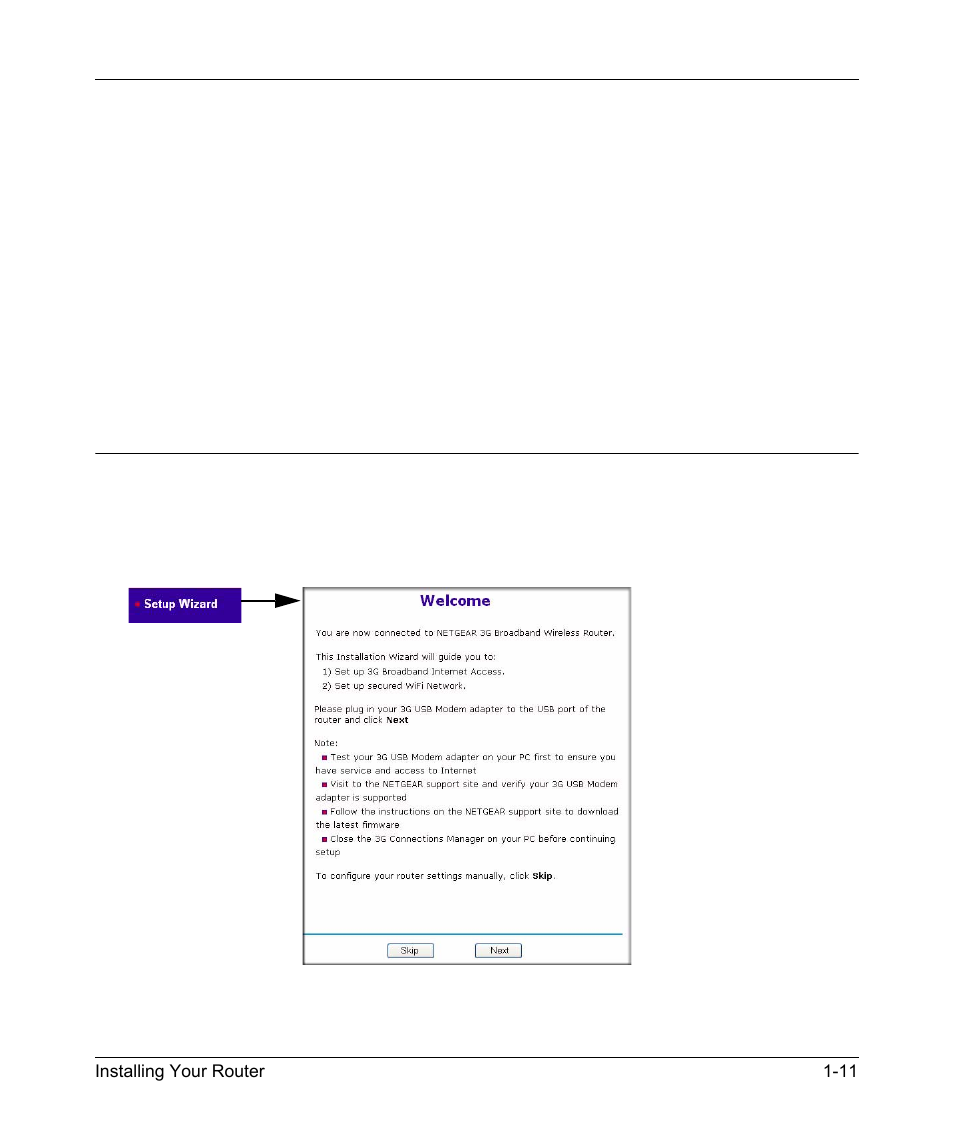 Accessing the setup wizard after installation, Accessing the setup wizard after installation -11 | NETGEAR MBR624GU User Manual | Page 25 / 106