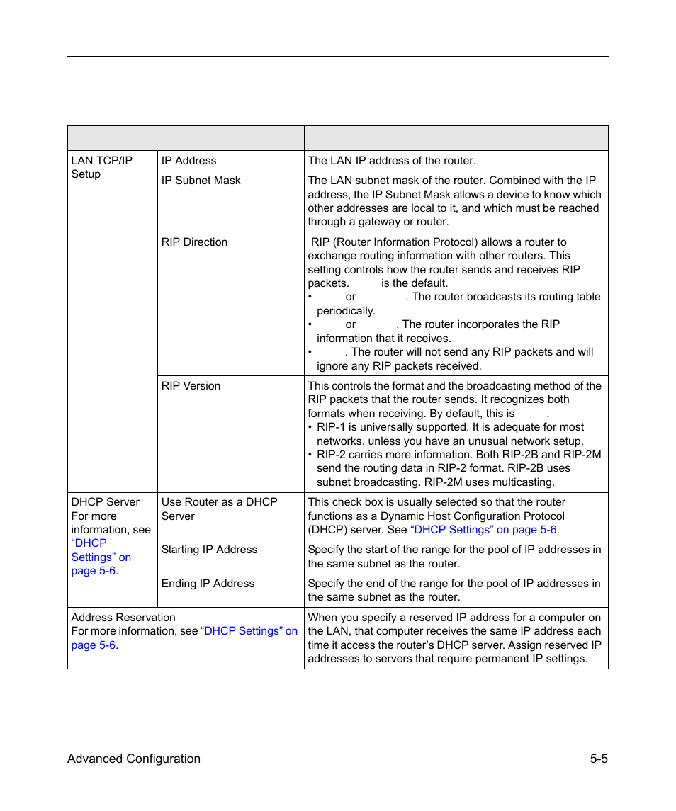 Table 5-2 | NETGEAR MBR624GU User Manual | Page 81 / 106