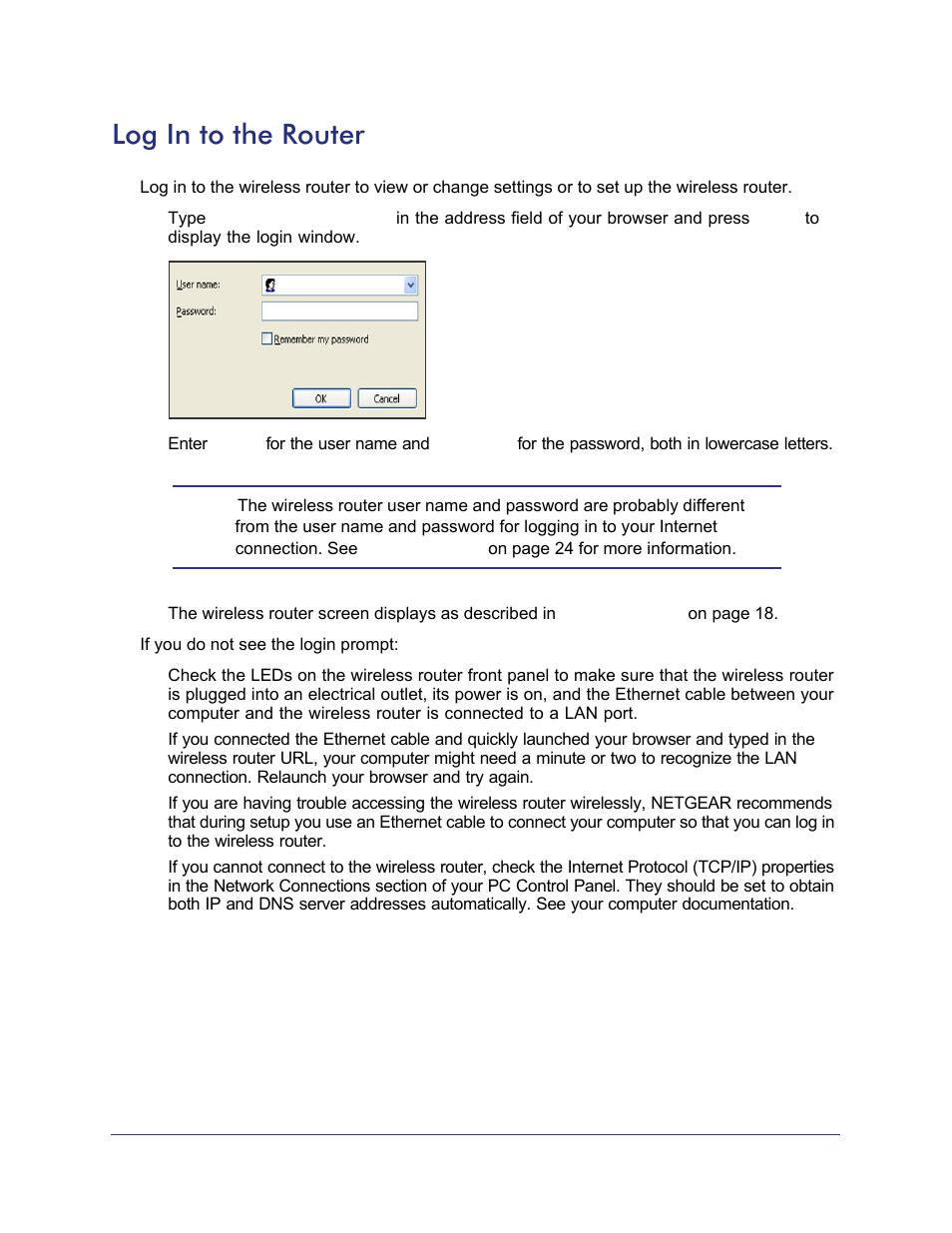 Log in to the router | NETGEAR N750 Wireless Dual Band Gigabit Router WNDR4000 User Manual | Page 17 / 104