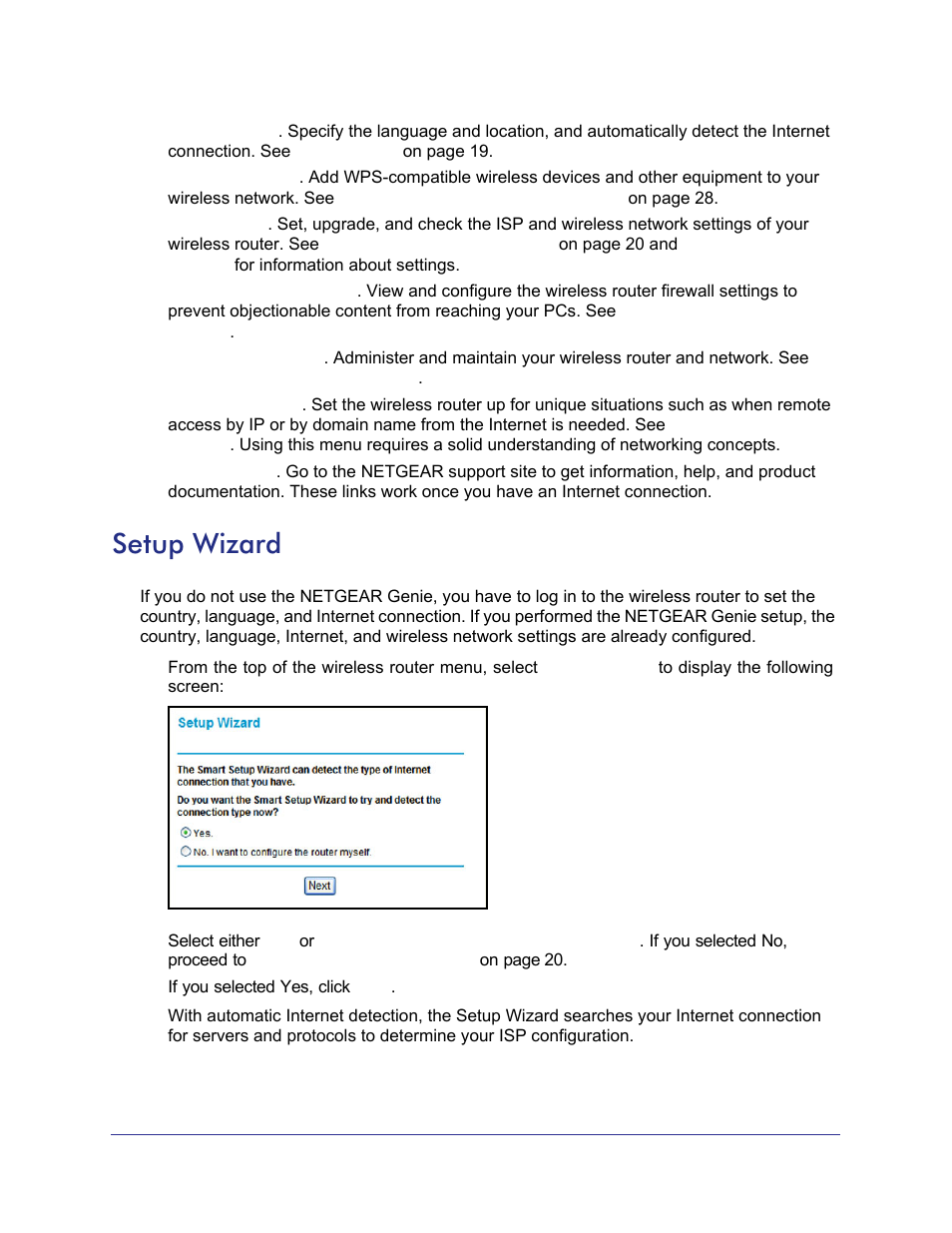 Setup wizard, 19, or manually as described in | NETGEAR N750 Wireless Dual Band Gigabit Router WNDR4000 User Manual | Page 19 / 104