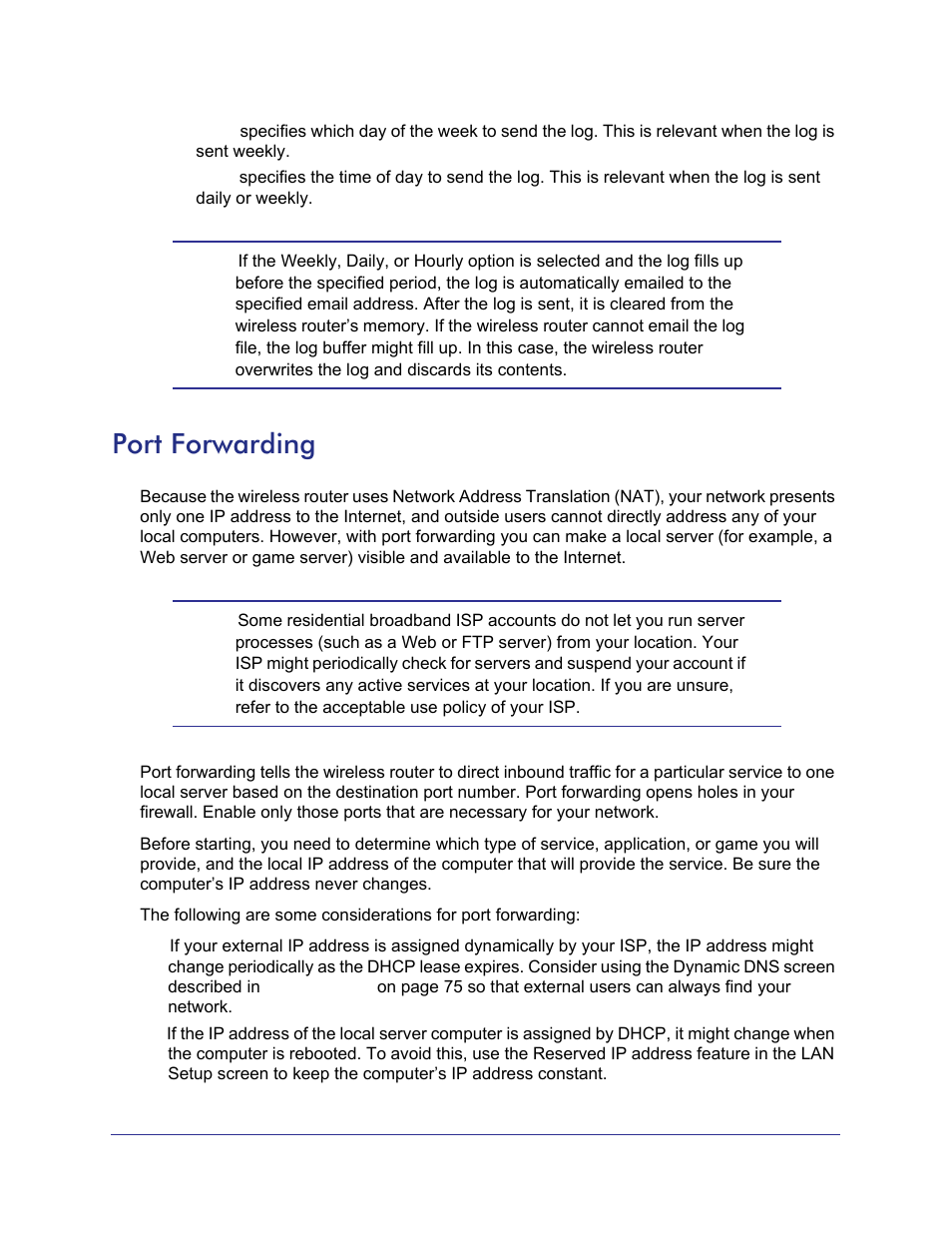 Port forwarding | NETGEAR N750 Wireless Dual Band Gigabit Router WNDR4000 User Manual | Page 43 / 104