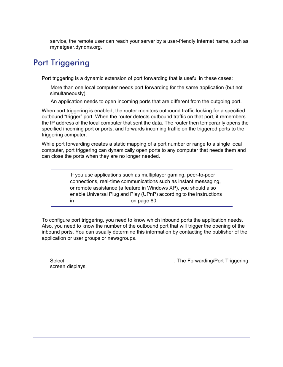 Port triggering | NETGEAR N750 Wireless Dual Band Gigabit Router WNDR4000 User Manual | Page 46 / 104