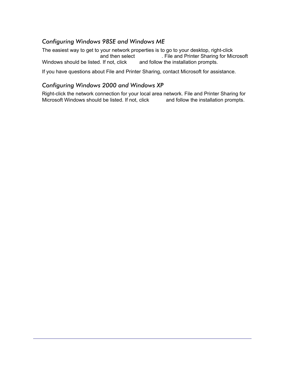 Configuring windows 98se and windows me, Configuring windows 2000 and windows xp | NETGEAR N750 Wireless Dual Band Gigabit Router WNDR4000 User Manual | Page 66 / 104