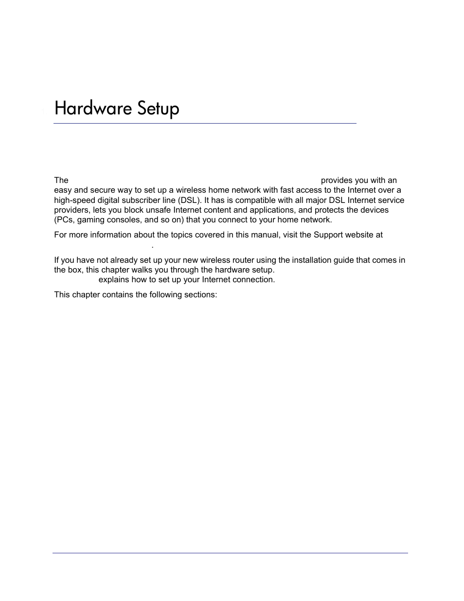Hardware setup, Chapter 1 | NETGEAR N750 Wireless Dual Band Gigabit Router WNDR4000 User Manual | Page 7 / 104