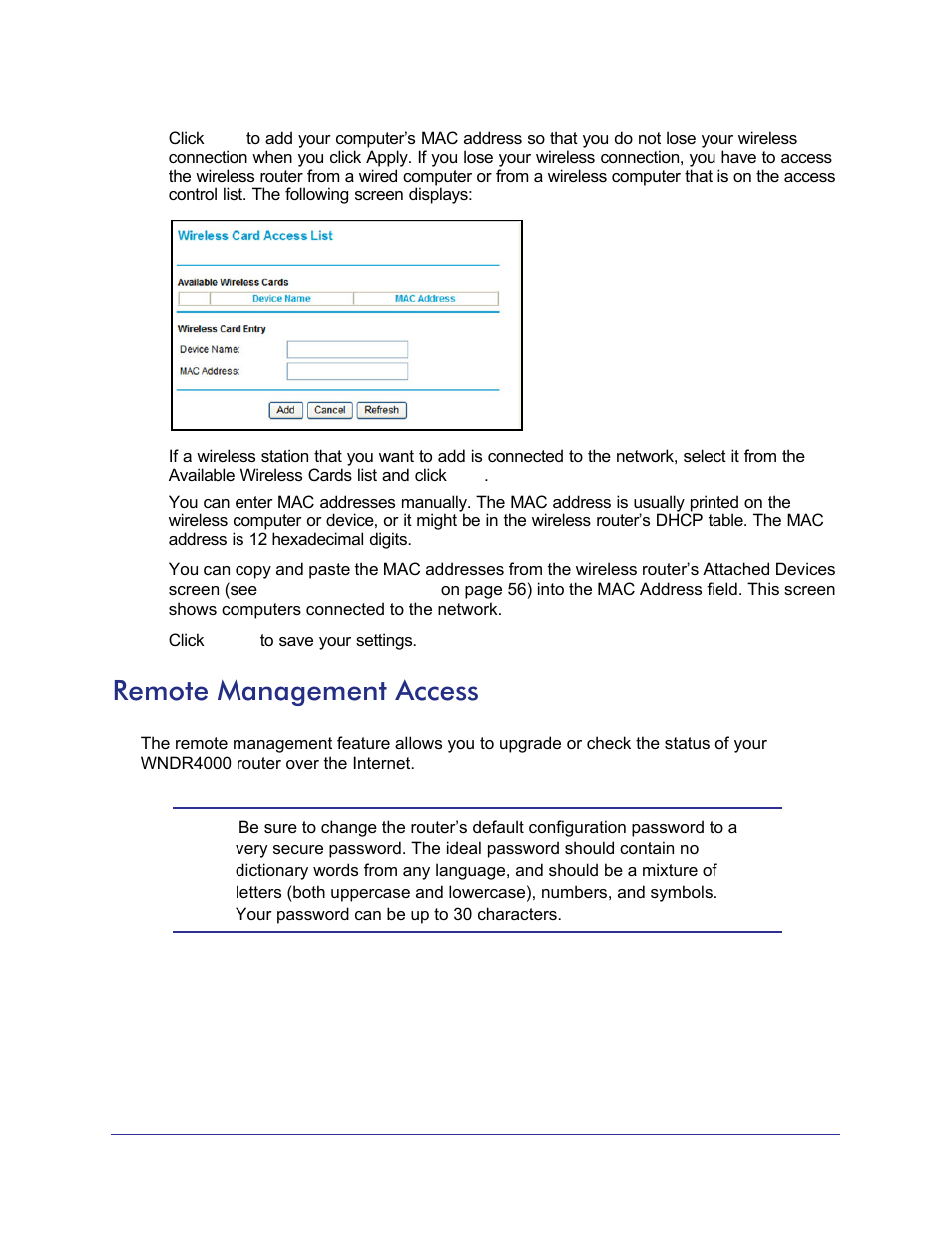 Remote management access | NETGEAR N750 Wireless Dual Band Gigabit Router WNDR4000 User Manual | Page 76 / 104