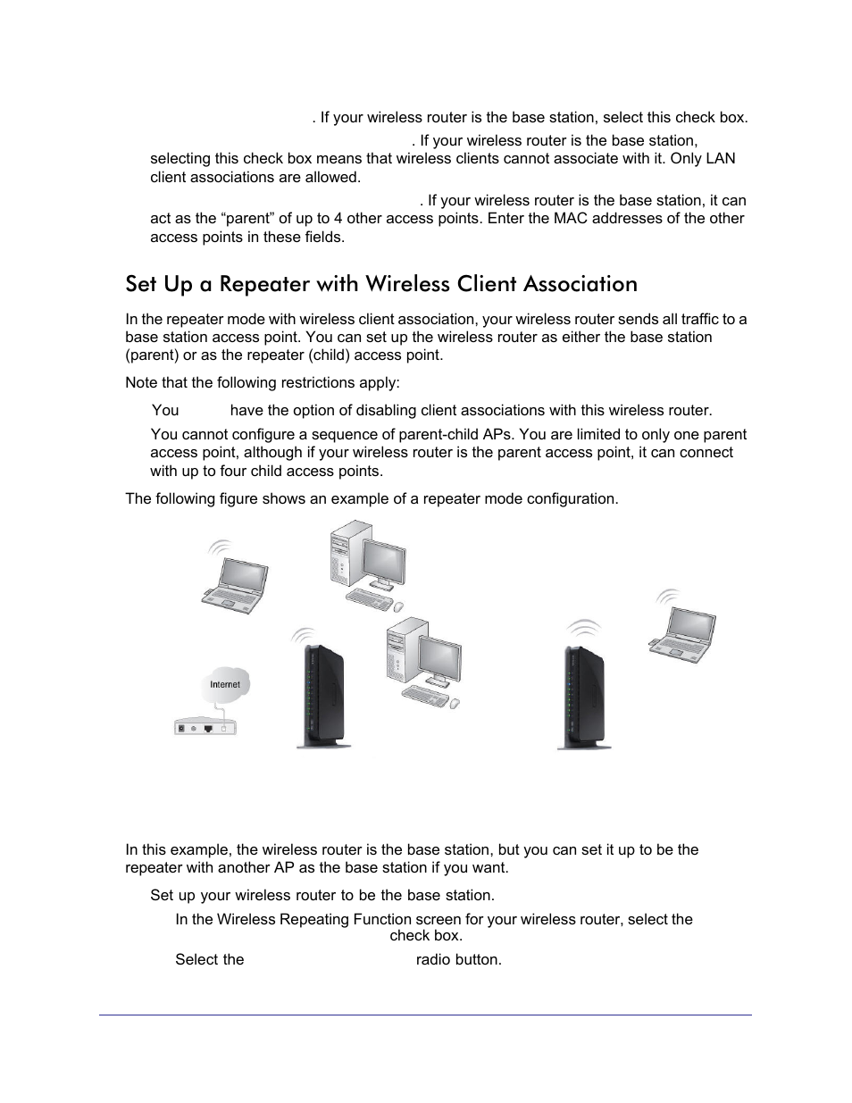 Set up a repeater with wireless client association | NETGEAR N750 Wireless Dual Band Gigabit Router WNDR4000 User Manual | Page 85 / 104