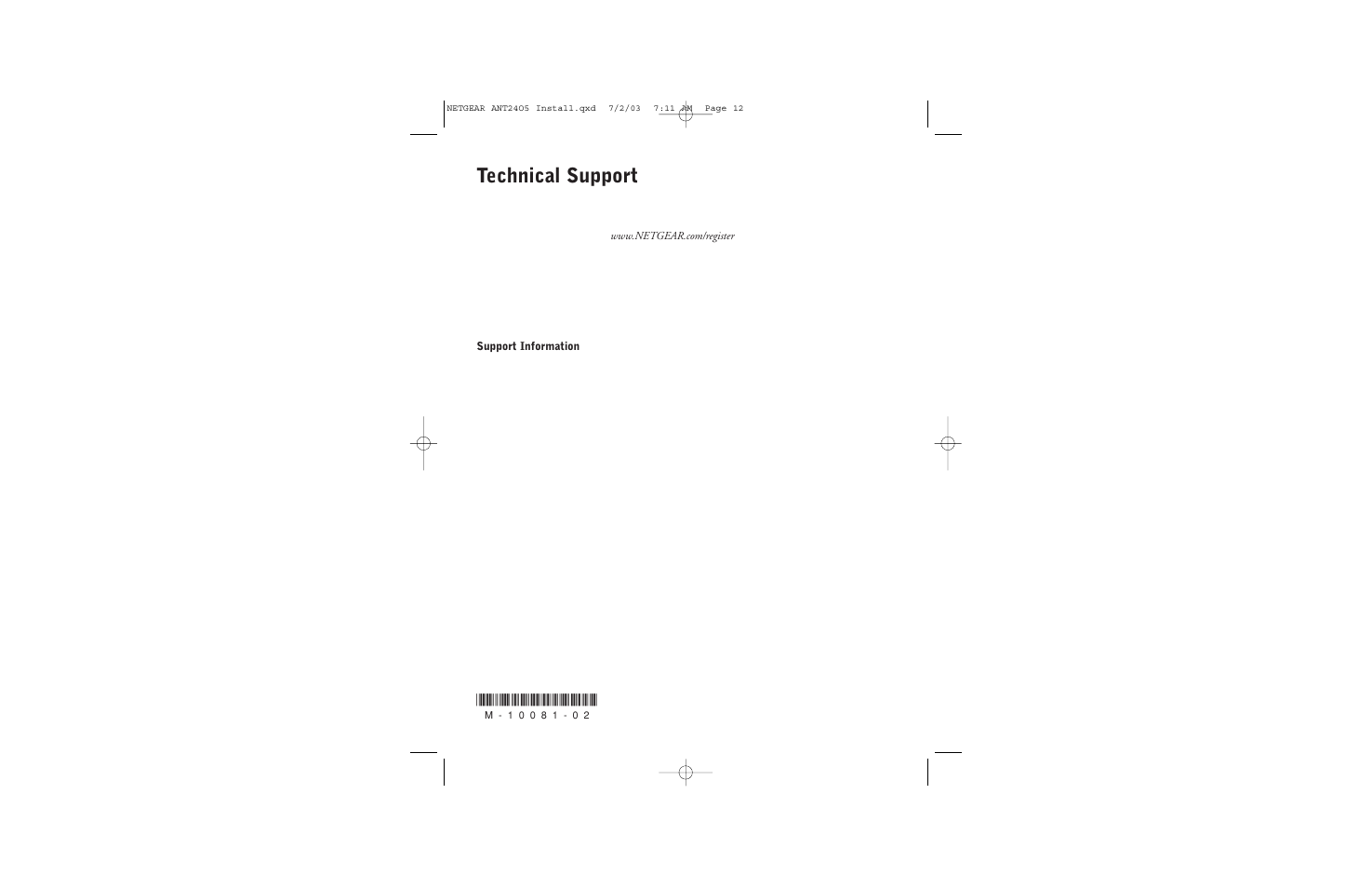 Technical support | NETGEAR ANT2405 User Manual | Page 7 / 7