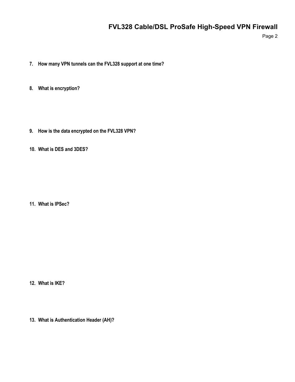 Fvl328 cable/dsl prosafe high-speed vpn firewall | NETGEAR FVL328 User Manual | Page 2 / 9