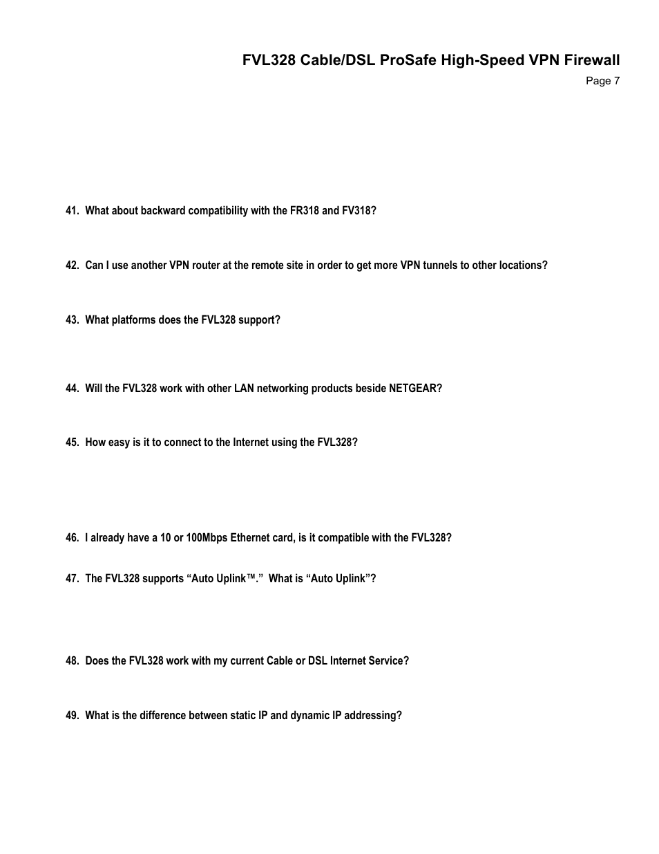 Fvl328 cable/dsl prosafe high-speed vpn firewall | NETGEAR FVL328 User Manual | Page 7 / 9