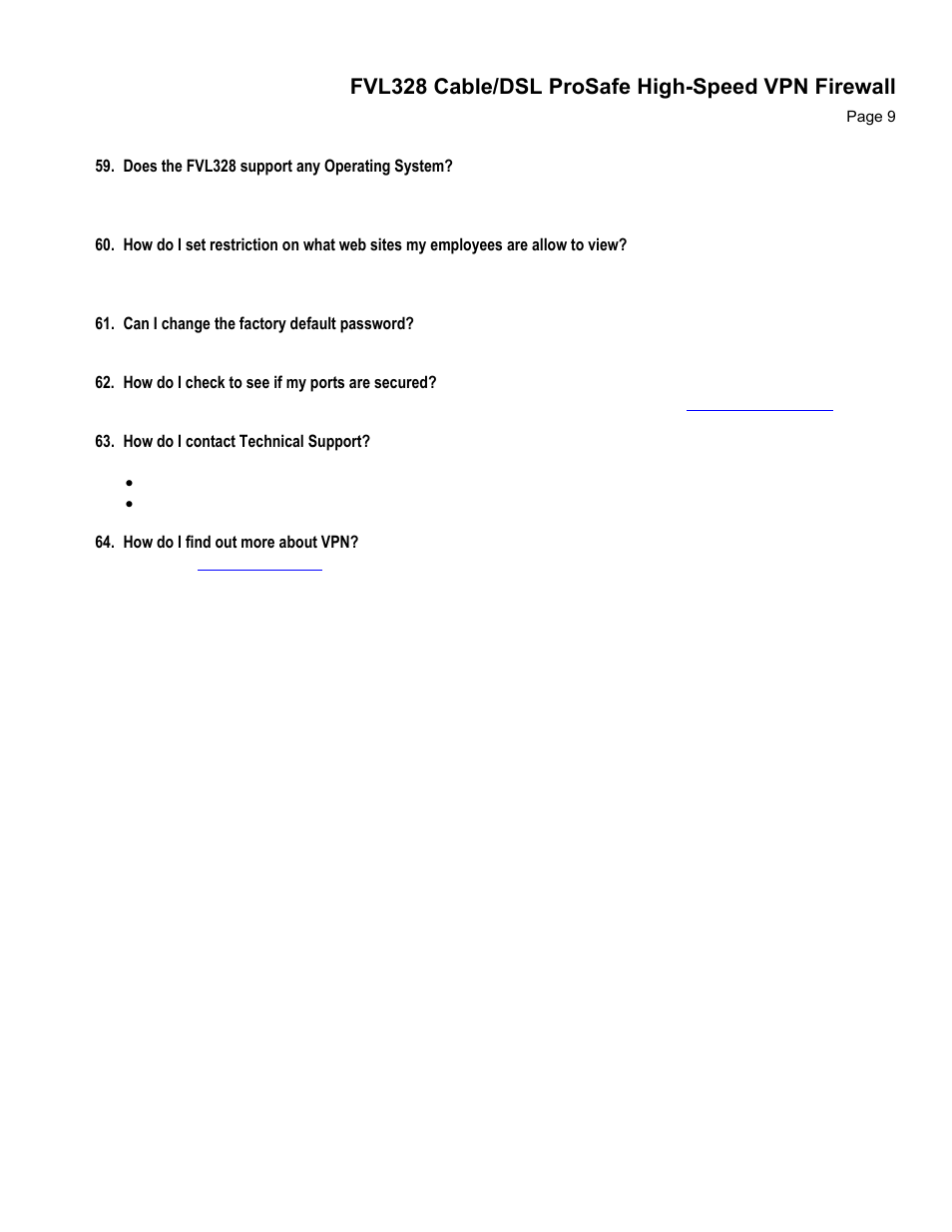Fvl328 cable/dsl prosafe high-speed vpn firewall | NETGEAR FVL328 User Manual | Page 9 / 9