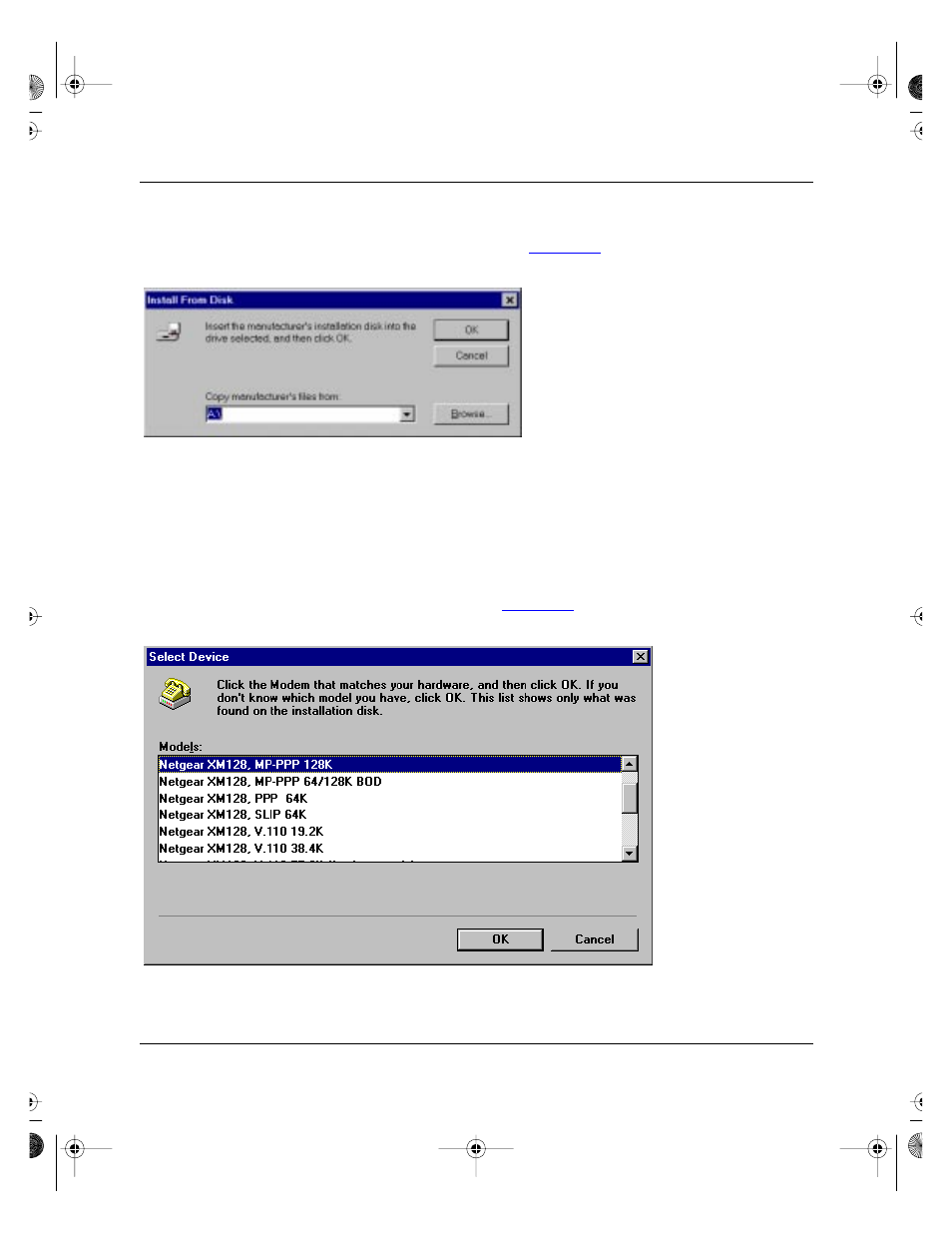 Figure 3-3, Install from disk screen -5, Figure 3-4 | Select device screen -5 | NETGEAR XM128U User Manual | Page 21 / 42
