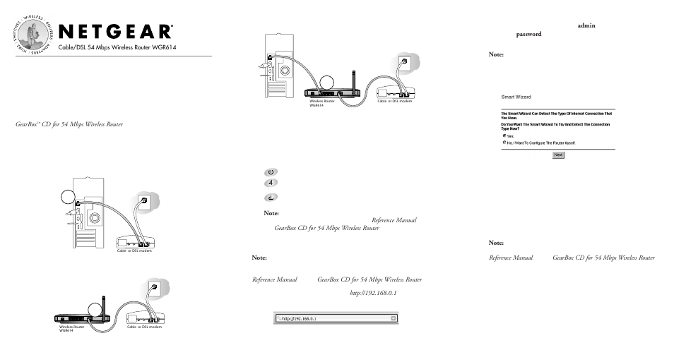 NETGEAR Cable/DSL 54 Mbps Wireless Router WGR614 User Manual | 2 pages