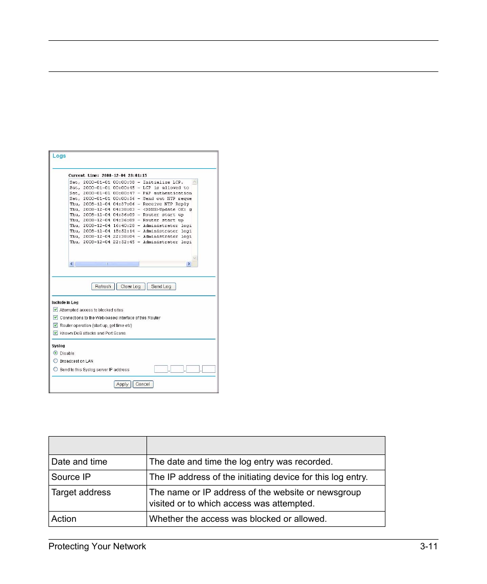 Viewing logs of web access or attempted web access | NETGEAR DGND3300 User Manual | Page 53 / 118