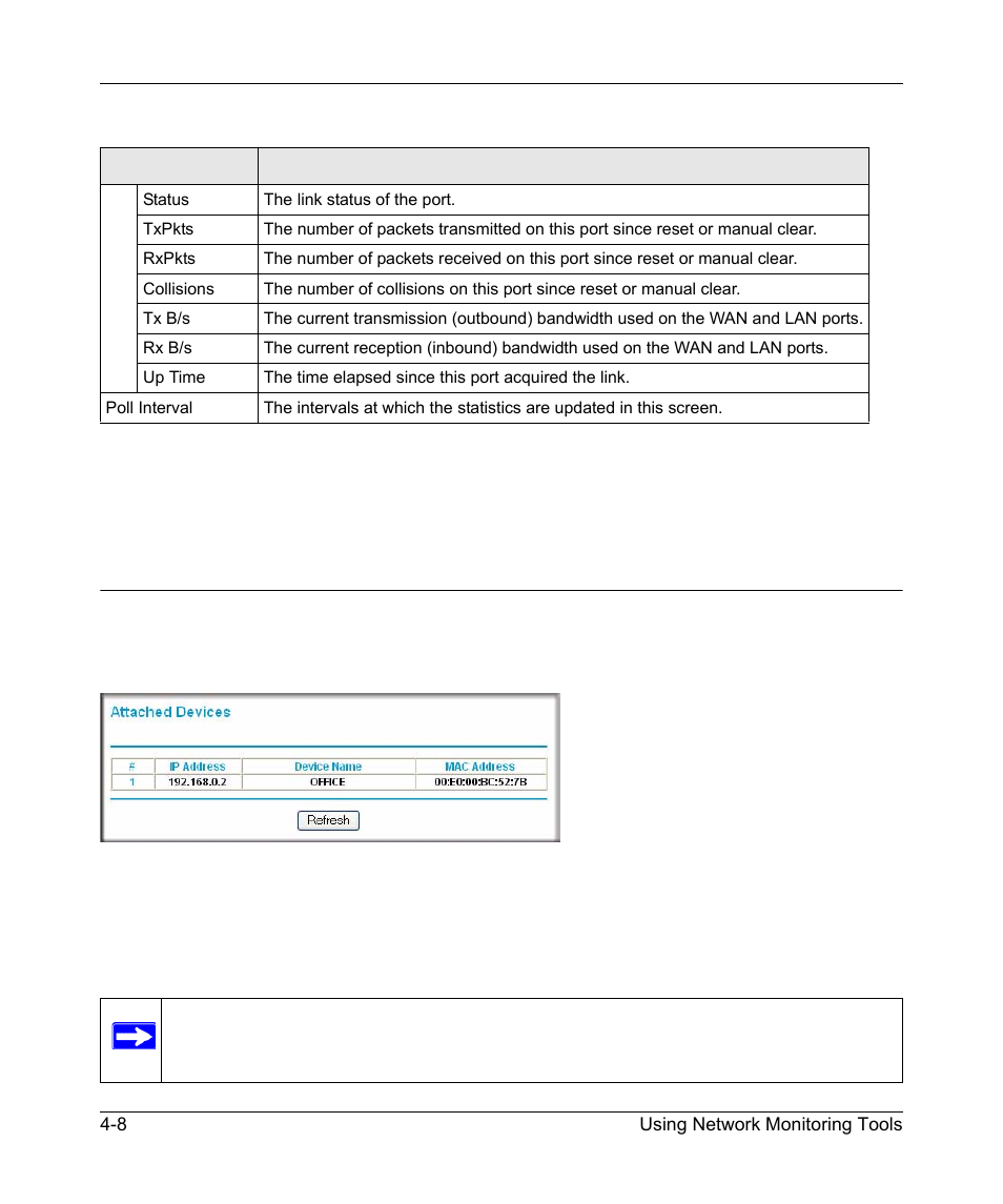 Viewing a list of attached devices, Viewing a list of attached devices -8 | NETGEAR DGND3300 User Manual | Page 64 / 118